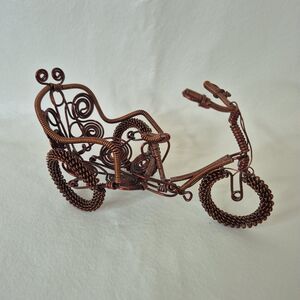 Handmade Wire Art Tricycle Cart Motorcycle Soft Aluminum Decor Gift Doll House